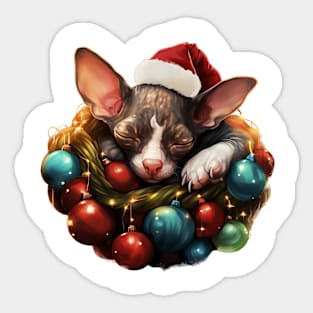 Lazy Cornish Rex Cat At Christmas Sticker